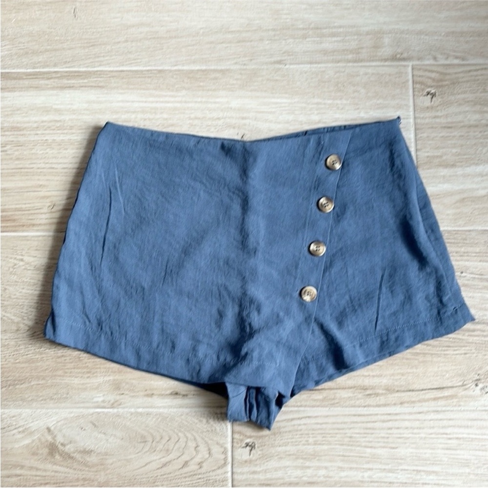 Lulus Melita Slate Blue Button Front Shorts